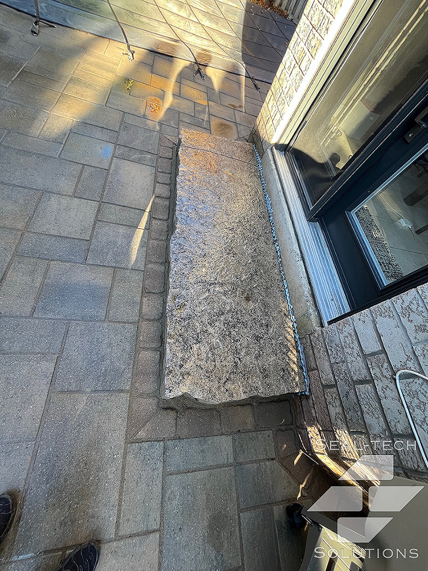 Stone step and patio after