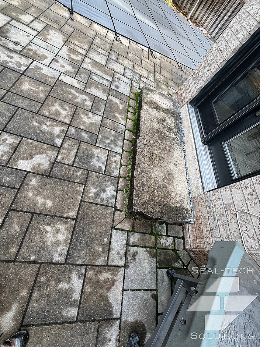 Stone step and patio before